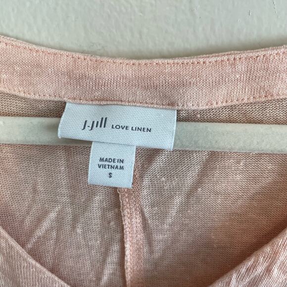 J Jill Love Linen Size S Pink T-Shirt Scalloped Short Sleeve 100% Linen - Picture 4 of 7